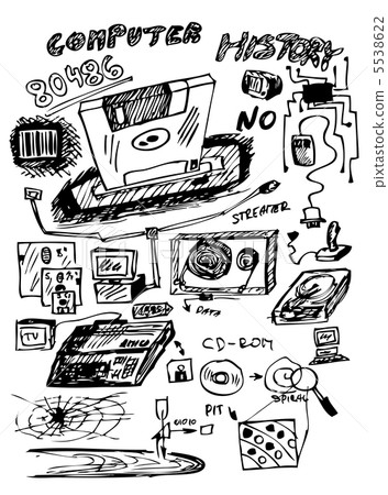 hand drawn icons from computer history 5538622