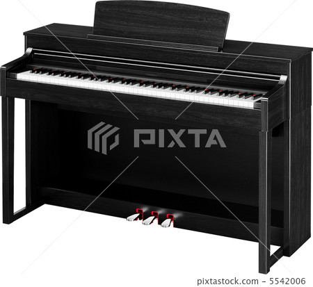 Real black grand piano isolated on white 5542006