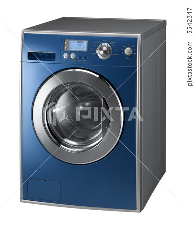 Blue Isolated washing machine on a white background Blue Isolated washing machine on a white background 5542347