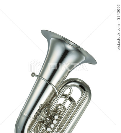 Large silver brass tuba on white background 5543095
