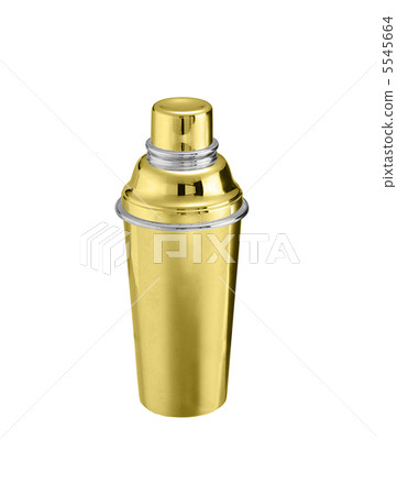 Golden big thermos isolated on white 5545664