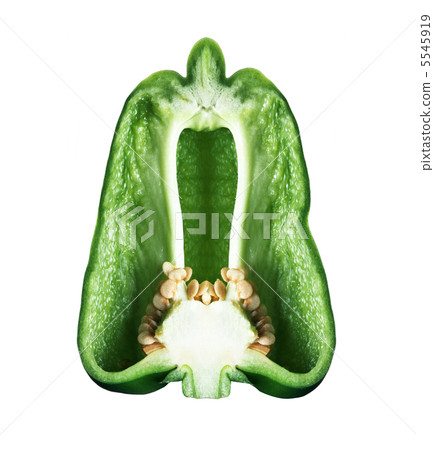Cut Green Bell Pepper with Seeds Isolated Cut Green Bell Pepper with Seeds Isolated 5545919