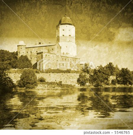medieval Swedish castle in Vyborg. Imitation of old postcards medieval Swedish castle in Vyborg. Imitation of old postcards 5546765