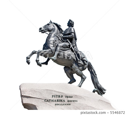 Monument of Russian emperor Peter the Great Isolated on white. 5546872