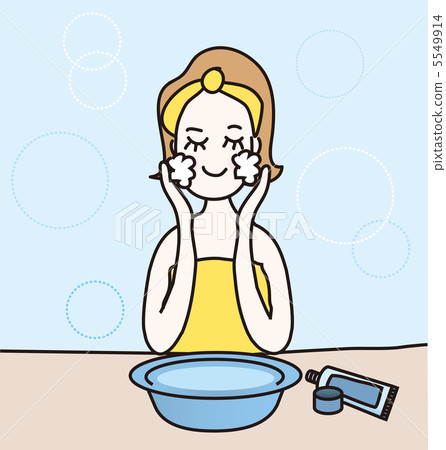 Illustration of a woman washing her face Illustration of a woman washing her face 5549914