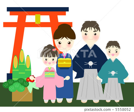 Family in front of torii Family in front of torii 5558052