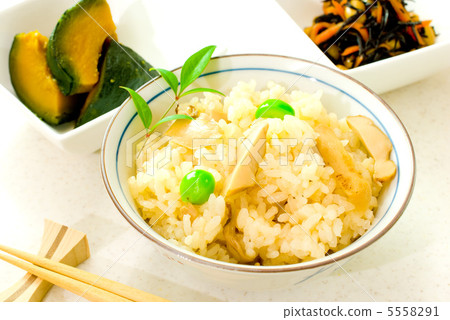 Matsutake mushroom rice and side dishes 5558291