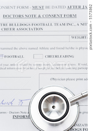 Stethoscope laying on medical chart 5573862