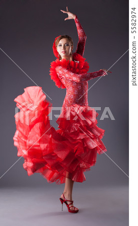 woman flamenco dancer in red costume 5582974