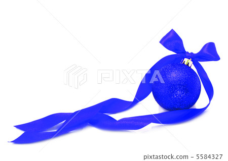 Blue Christmas ball with ribbon Blue Christmas ball with ribbon 5584327