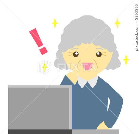 Computer and Grandma - Stock Illustration [5593596] - PIXTA