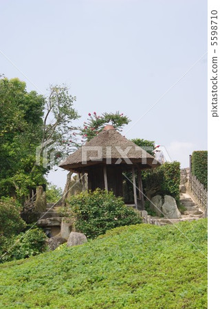 Okayama city Korakuen's Yuido temple summer scenery 5598710