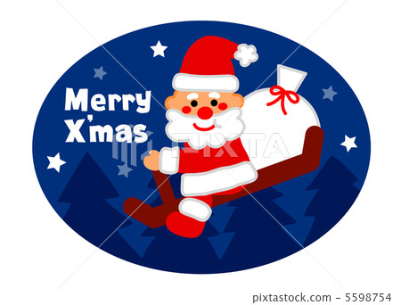 聖誕老人乘坐雪橇與夜景背景 5598754