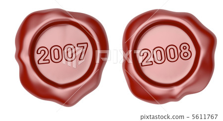 Wax seal with 2007 and 2008 text 5611767