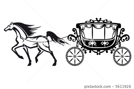 horse with vintage carriage