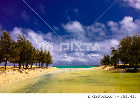 A river on the middle of Lanikai beach 5613415