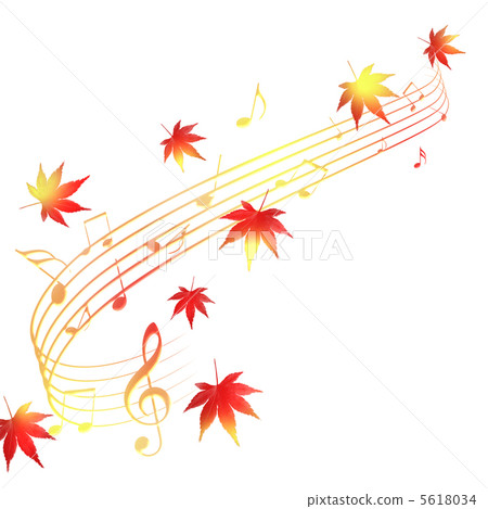 Autumn leaves and music - Stock Illustration [5618034] - PIXTA