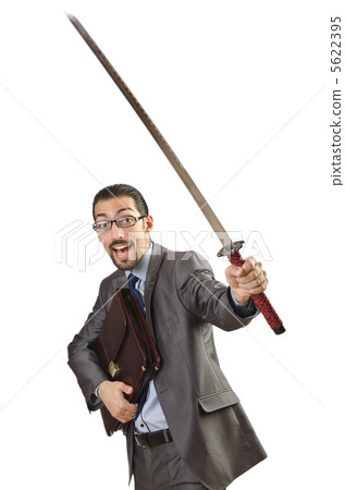 Businessman with sword on white 5622395