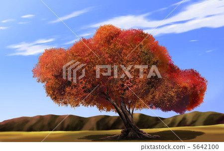 A tree in Autumn in the field - Stock Illustration [5642100] - PIXTA