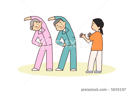 Senior and helper to do gymnastics 5650197
