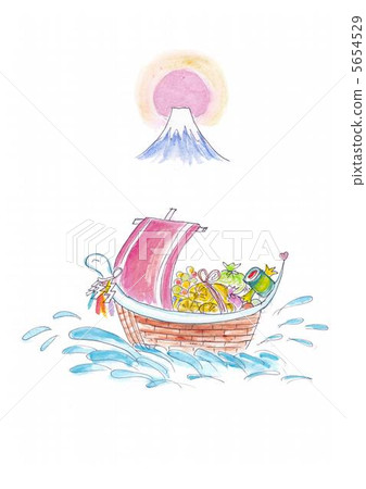 New Year's cards year year treasure ships and Mt. Fuji New Year's cards year year treasure ships and Mt. Fuji 5654529