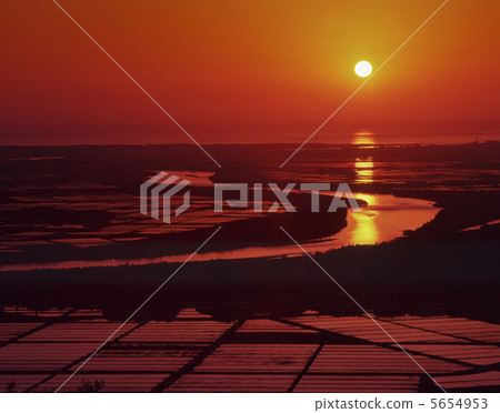 Sunset of Mogami River 5654953