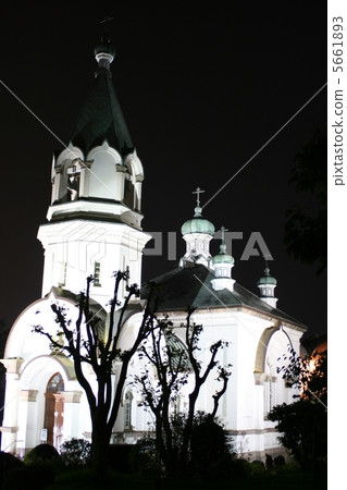 北海道函館市函館市一座教堂的夜景,基督教東正教教堂 北海道函館市函館市一座教堂的夜景,基督教東正教教堂 5661893