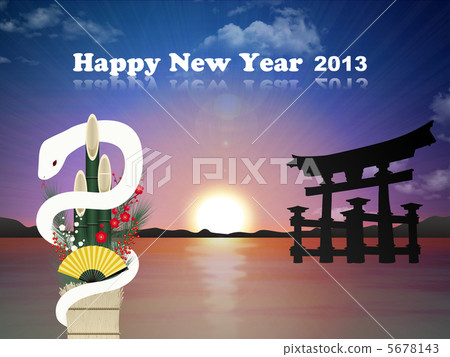 Itsukushima shrine and New Year cards Itsukushima shrine and New Year cards 5678143