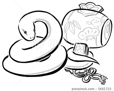 White snake and magic mallet (ink painting style) 5681725