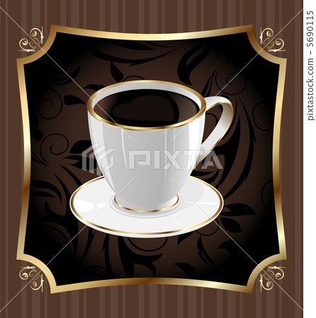 Vintage label for wrapping coffee, background with coffee cup Vintage label for wrapping coffee, background with coffee cup 5690115
