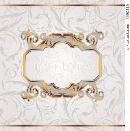 Golden retro frame, seamless floral texture Golden retro frame, seamless floral texture 5690116