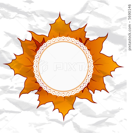 Autumnal maple leaves, crumpled paper texture, copy space for yo 5690146