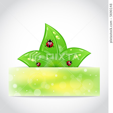 Eco leaves with ladybugs sticking out of the cut paper 5690148