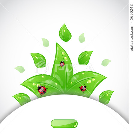 business brochure template with green leaves and ladybugs 5690248
