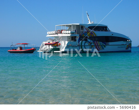 Boat on the Great Barrier Reef in Australia Boat on the Great Barrier Reef in Australia 5690416