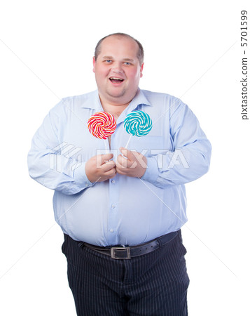 Fat Man in a Blue Shirt, Eating a Lollipop Fat Man in a Blue Shirt, Eating a Lollipop 5701599