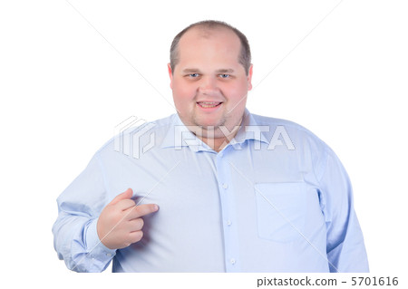 Fat Man in a Blue Shirt, Showing Obscene Gestures Fat Man in a Blue Shirt, Showing Obscene Gestures 5701616