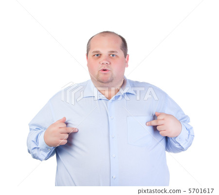 Fat Man in a Blue Shirt, Showing Obscene Gestures Fat Man in a Blue Shirt, Showing Obscene Gestures 5701617