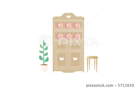 Rubber wood and cabinet and stools 5713839