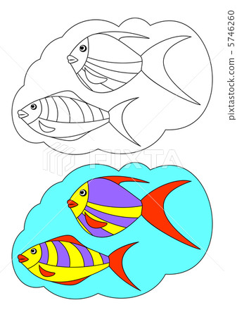 圖片著色。魚。 圖片著色。魚。 5746260