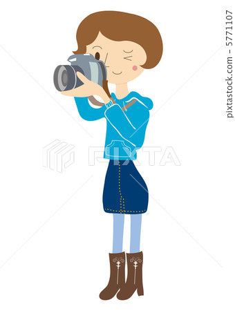 Illustration of a girl taking a picture 5771107