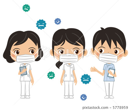 Nurse wearing mask and virus Nurse wearing mask and virus 5778959