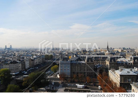 The streets of Paris seen from Notre Dame Cathedral The streets of Paris seen from Notre Dame Cathedral 5779280