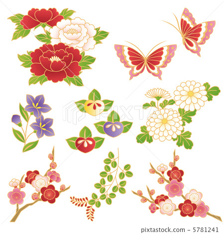 Japanese style flower illustration - Stock Illustration [5781241] - PIXTA