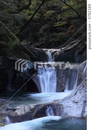 秋天的顏色的標誌/瀑布/西澤谷的五個步驟 秋天的顏色的標誌/瀑布/西澤谷的五個步驟 5782389