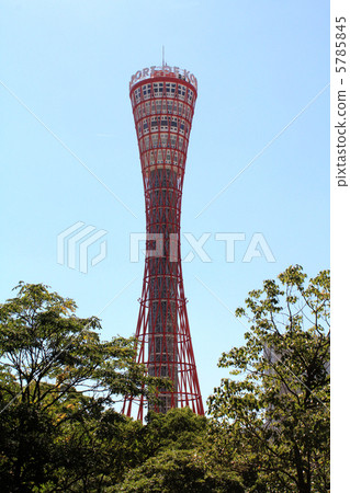 Kobe Port Tower and trees and blue sky 5785845