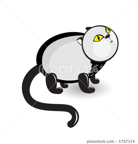 Cartoon gray cat with sad eyes Cartoon gray cat with sad eyes 5787154