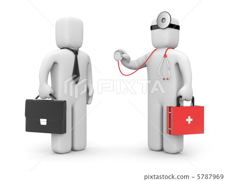 Doctor with stethoscope examine businessman Doctor with stethoscope examine businessman 5787969