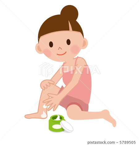 A woman applying a moisturizing cream to a heel 5789505