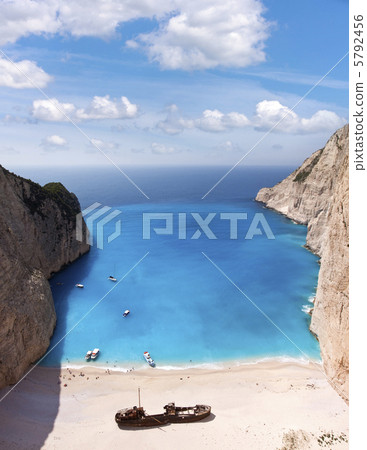 Shipwreck of the Navagio Beach in Zakynthos - greece 5792456